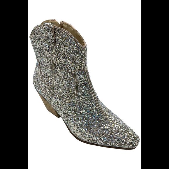 Betsey Johnson Women's Emory Boot Silver Rhinestone - Medium - Picture 1 of 3
